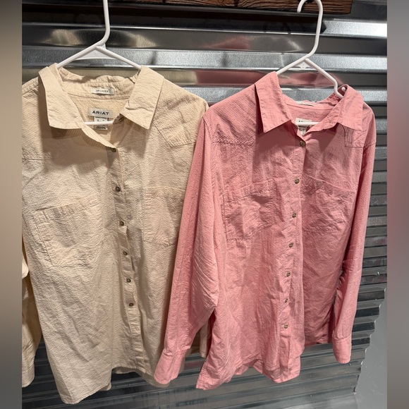 Ariat Other - 2 men’s ariat button down shirts 2X
Pink and cream